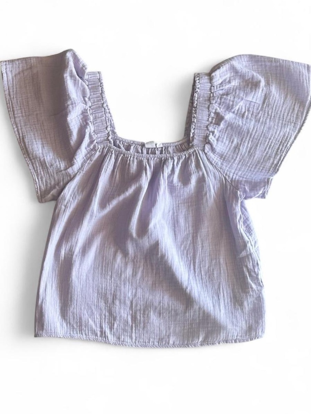GAP Lilac Square Neck Flutter Sleeve Top